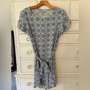 LOFT Blue and White Patterned Dress